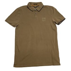 Hugo Boss Passenger Polo Shirt Mens M Brown Cotton Slim Fit Golf Tennis Preppy